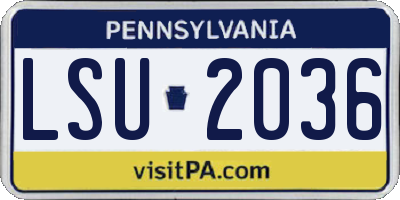 PA license plate LSU2036