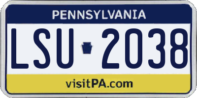PA license plate LSU2038