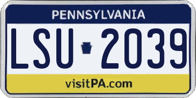 PA license plate LSU2039