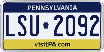 PA license plate LSU2092