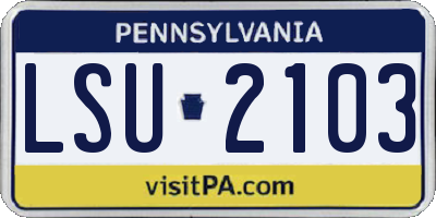 PA license plate LSU2103