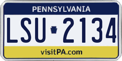 PA license plate LSU2134