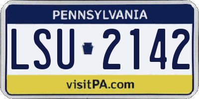 PA license plate LSU2142