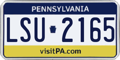 PA license plate LSU2165