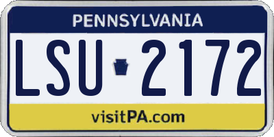 PA license plate LSU2172
