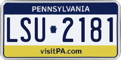PA license plate LSU2181