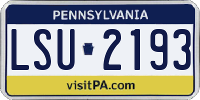 PA license plate LSU2193