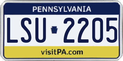 PA license plate LSU2205