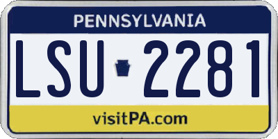 PA license plate LSU2281