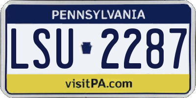 PA license plate LSU2287