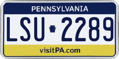 PA license plate LSU2289