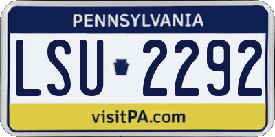 PA license plate LSU2292