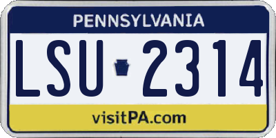 PA license plate LSU2314