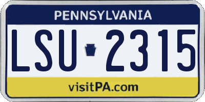 PA license plate LSU2315