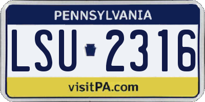 PA license plate LSU2316