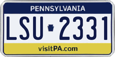 PA license plate LSU2331