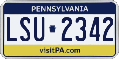 PA license plate LSU2342