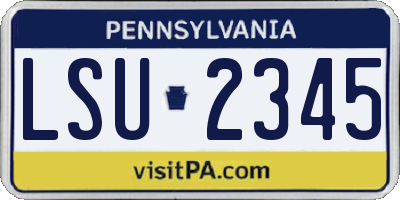 PA license plate LSU2345
