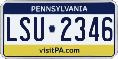 PA license plate LSU2346