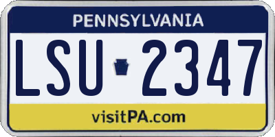 PA license plate LSU2347