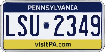 PA license plate LSU2349