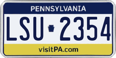 PA license plate LSU2354