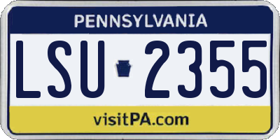 PA license plate LSU2355