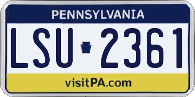 PA license plate LSU2361