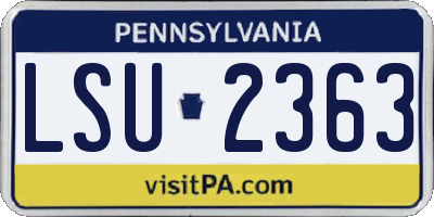 PA license plate LSU2363