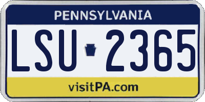 PA license plate LSU2365