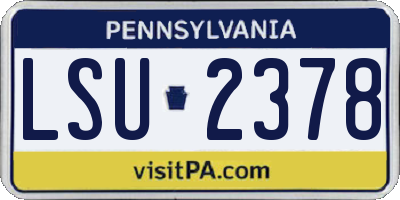 PA license plate LSU2378