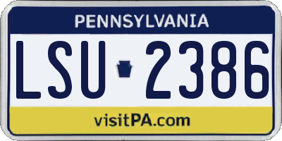 PA license plate LSU2386
