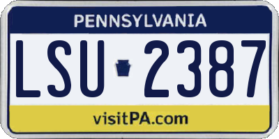 PA license plate LSU2387