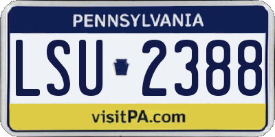 PA license plate LSU2388