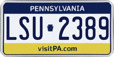 PA license plate LSU2389