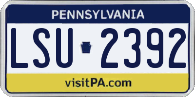 PA license plate LSU2392