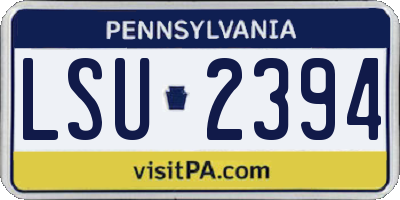 PA license plate LSU2394
