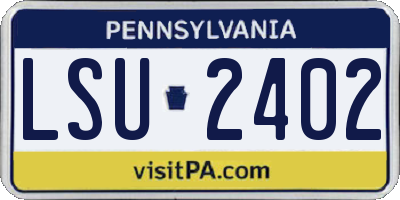 PA license plate LSU2402