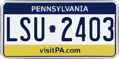 PA license plate LSU2403