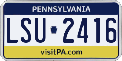 PA license plate LSU2416