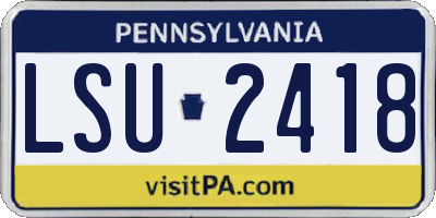 PA license plate LSU2418