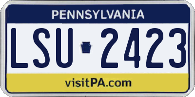 PA license plate LSU2423