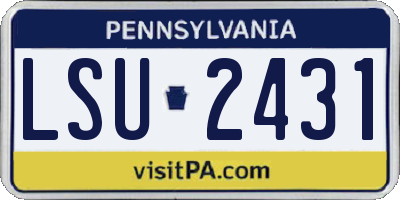 PA license plate LSU2431