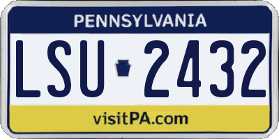 PA license plate LSU2432