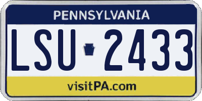 PA license plate LSU2433