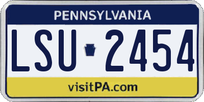 PA license plate LSU2454
