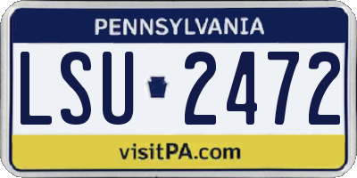 PA license plate LSU2472