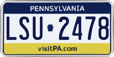 PA license plate LSU2478