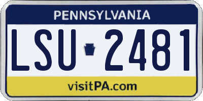PA license plate LSU2481