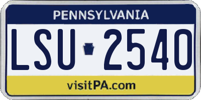 PA license plate LSU2540